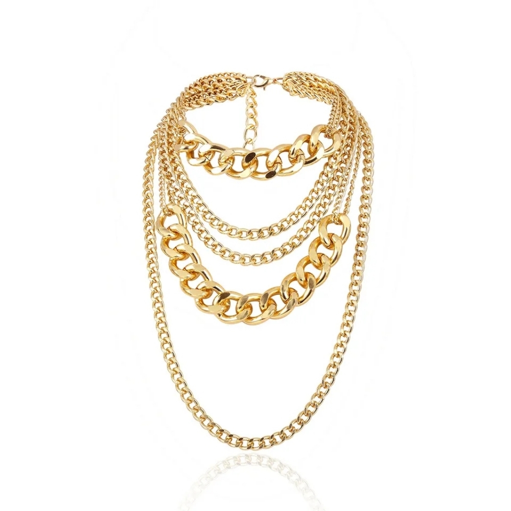 Multilayer Gold Color Chain Link Necklace - Picture 4 of 4